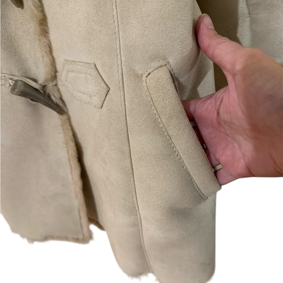 Ann Taylor Beige Faux Shearling Coat sz Small - Picture 7 of 12